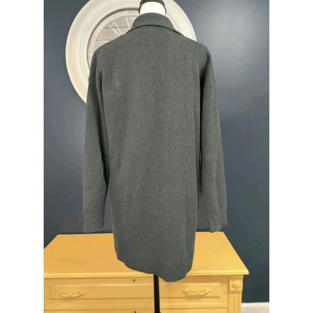 L.L. Bean Cardigan Sweater Women's M Gray Long Open Front Cotton Cashmere EUC